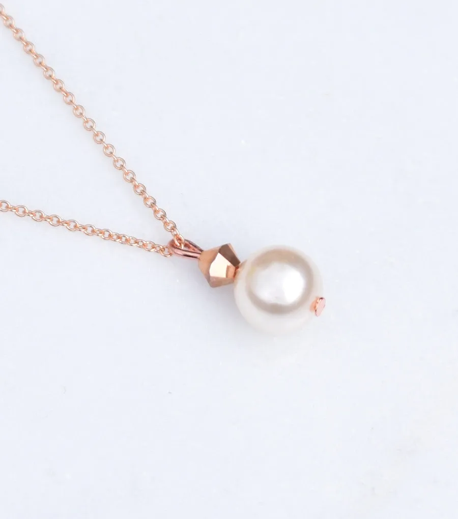 Rose Gold Pearl Drop Necklace