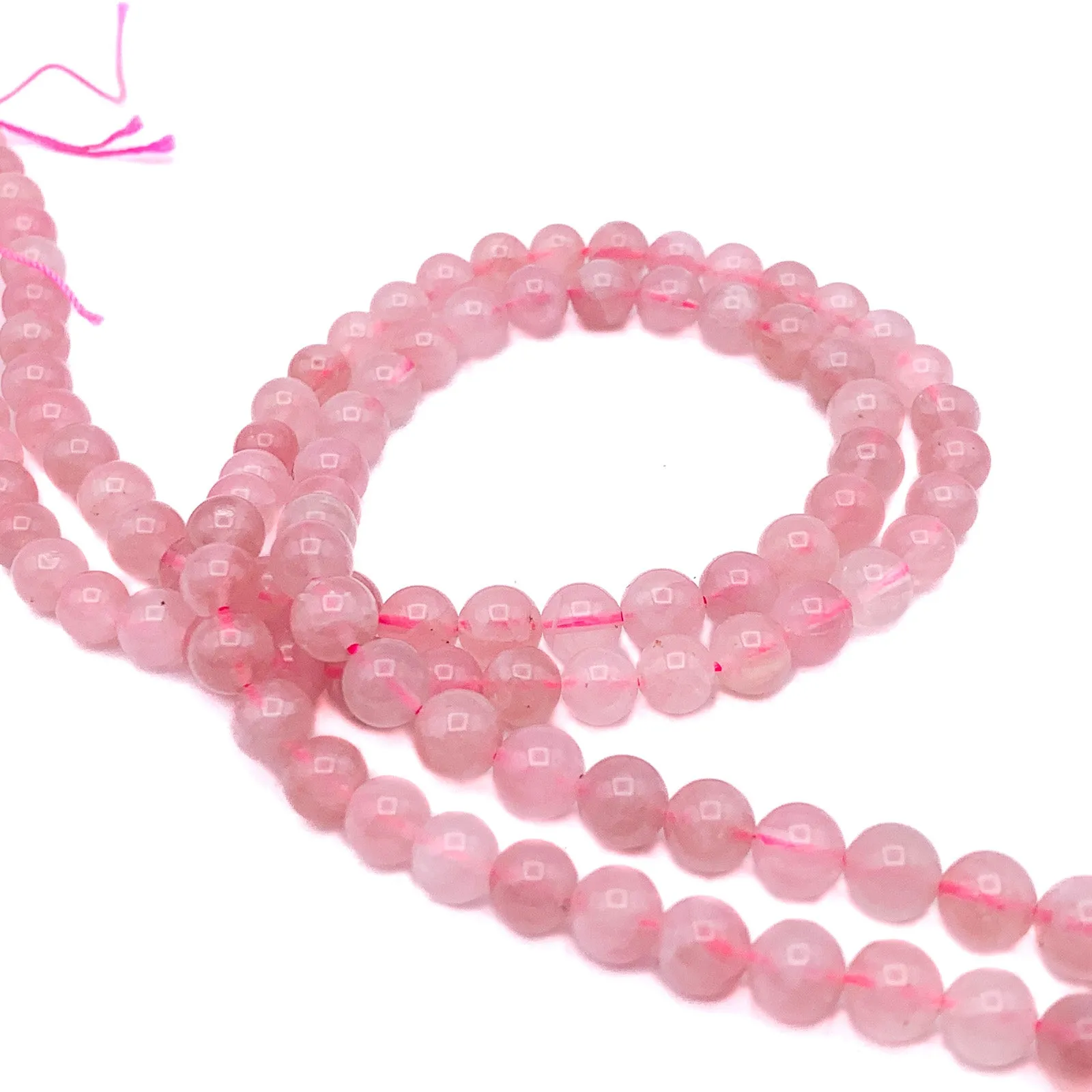 Rose Quartz 6.5mm AAA Smooth Rounds Bead Strand