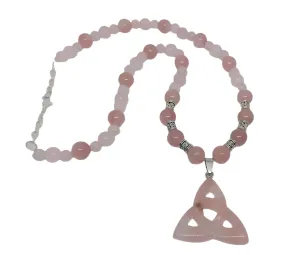 Rose Quartz Crystal Triquetra Necklace