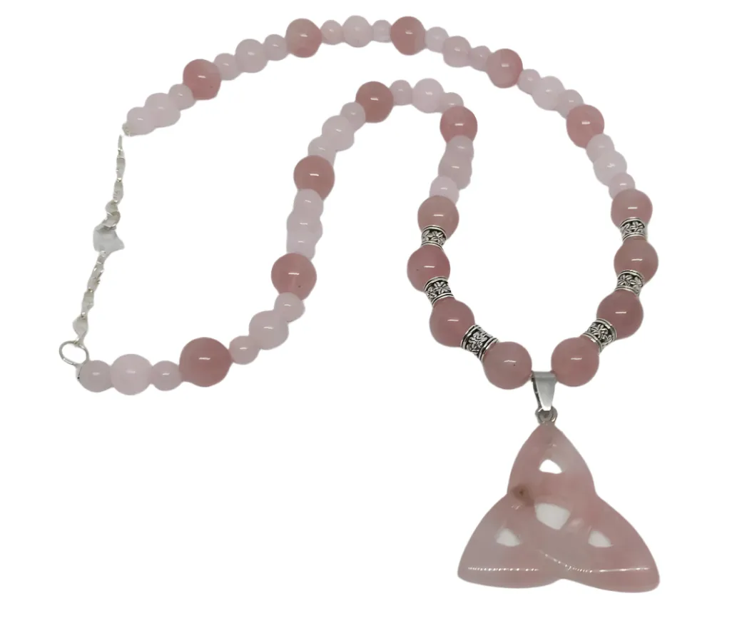 Rose Quartz Crystal Triquetra Necklace