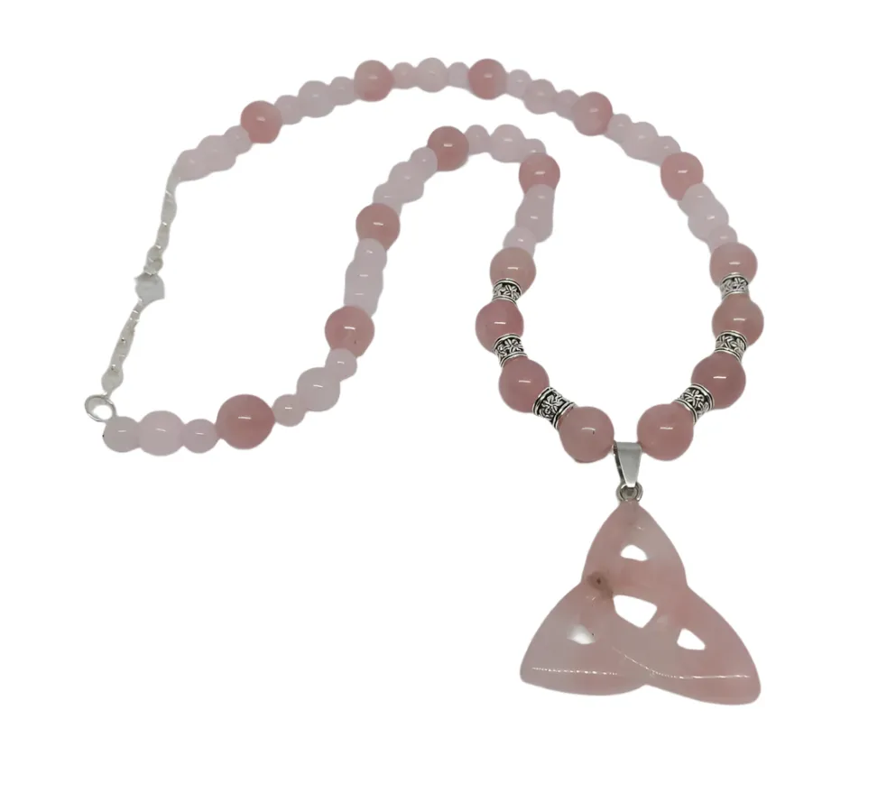 Rose Quartz Crystal Triquetra Necklace