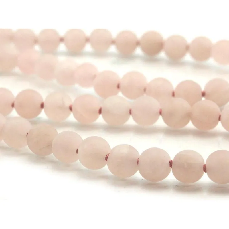 Rose Quartz Matte Necklace with Gold Filled Trigger Clasp