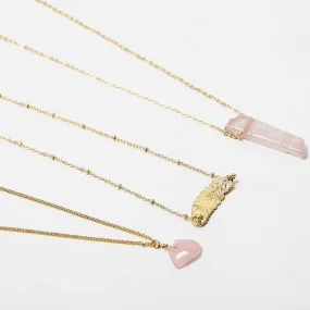 Rose Quartz Triple Layer Necklace