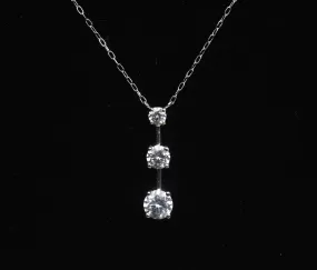 Ross-Simons - 14k White Gold Cubic Zirconia Drop Pendant Chain Necklace