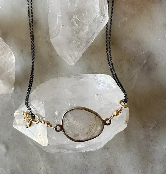 Rutilated Quartz Two Tone Necklace