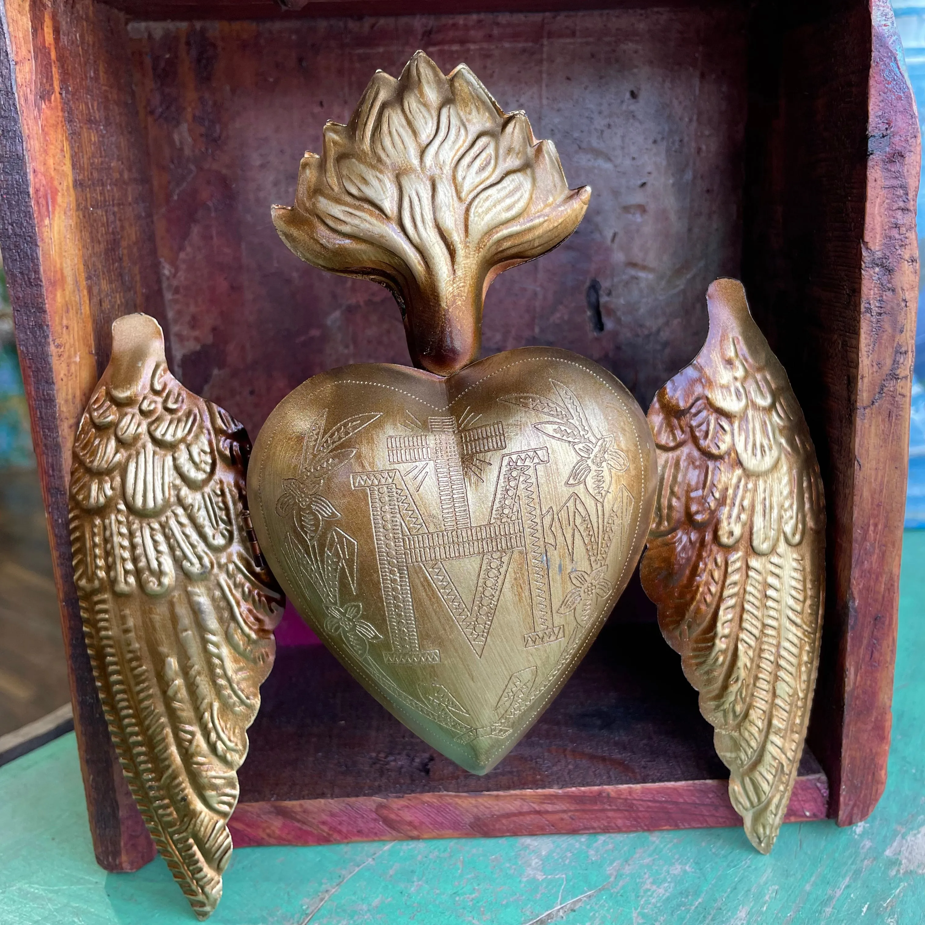 Sacred Heart Box with Wings