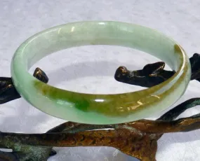 Sale-"Kiss of Imperial Green" Elegant Slender Burmese Jadeite Jade Grade A Bangle Bracelet 60mm (BB2721)