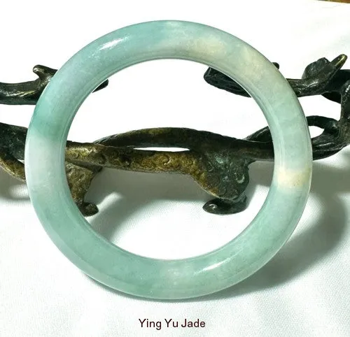 Sale-"Old Mine" Classic Round Burmese Jadeite Bangle Bracelet 57 mm (BB-3002)