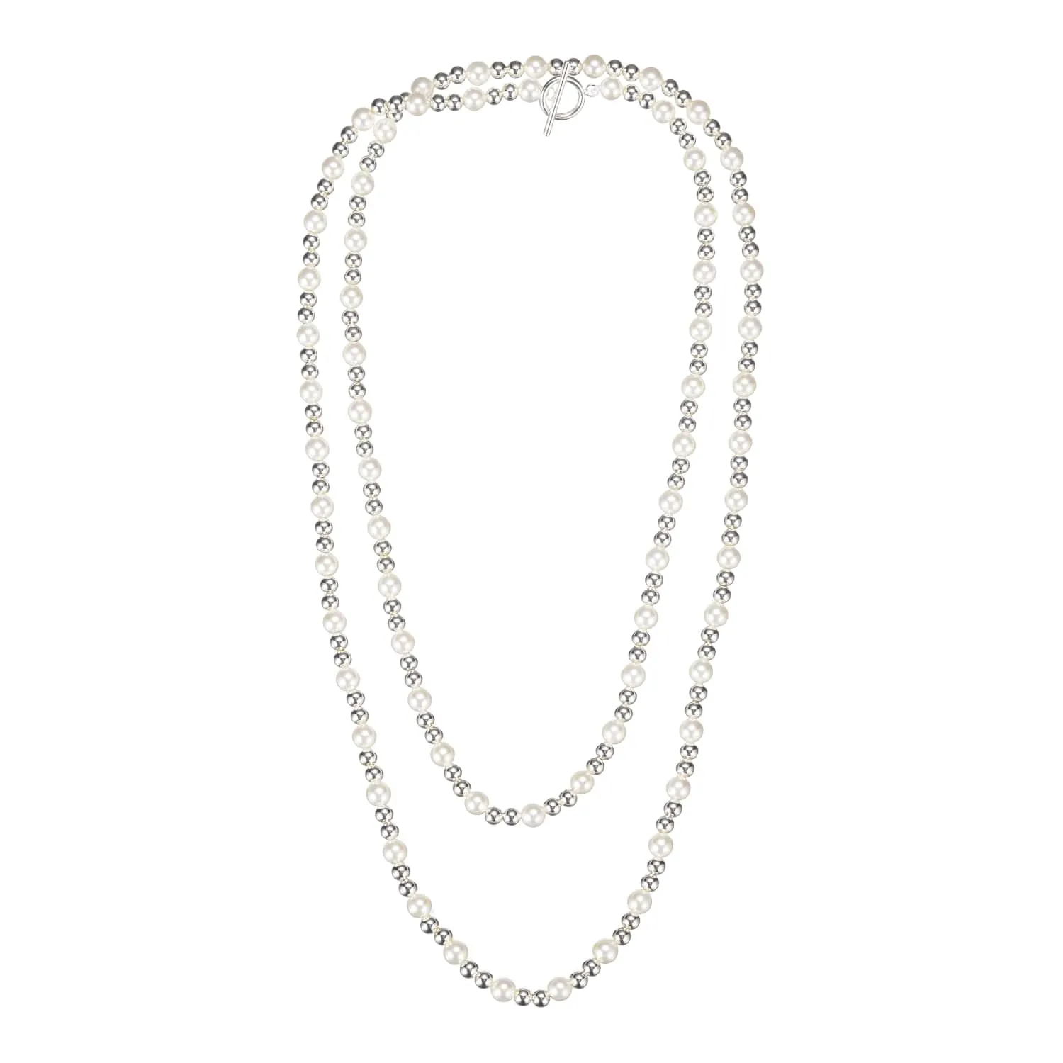 Silver Adorned Pearl Beaded Necklace