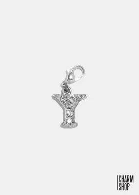 Silver Clear Initial Y Dangle Charm