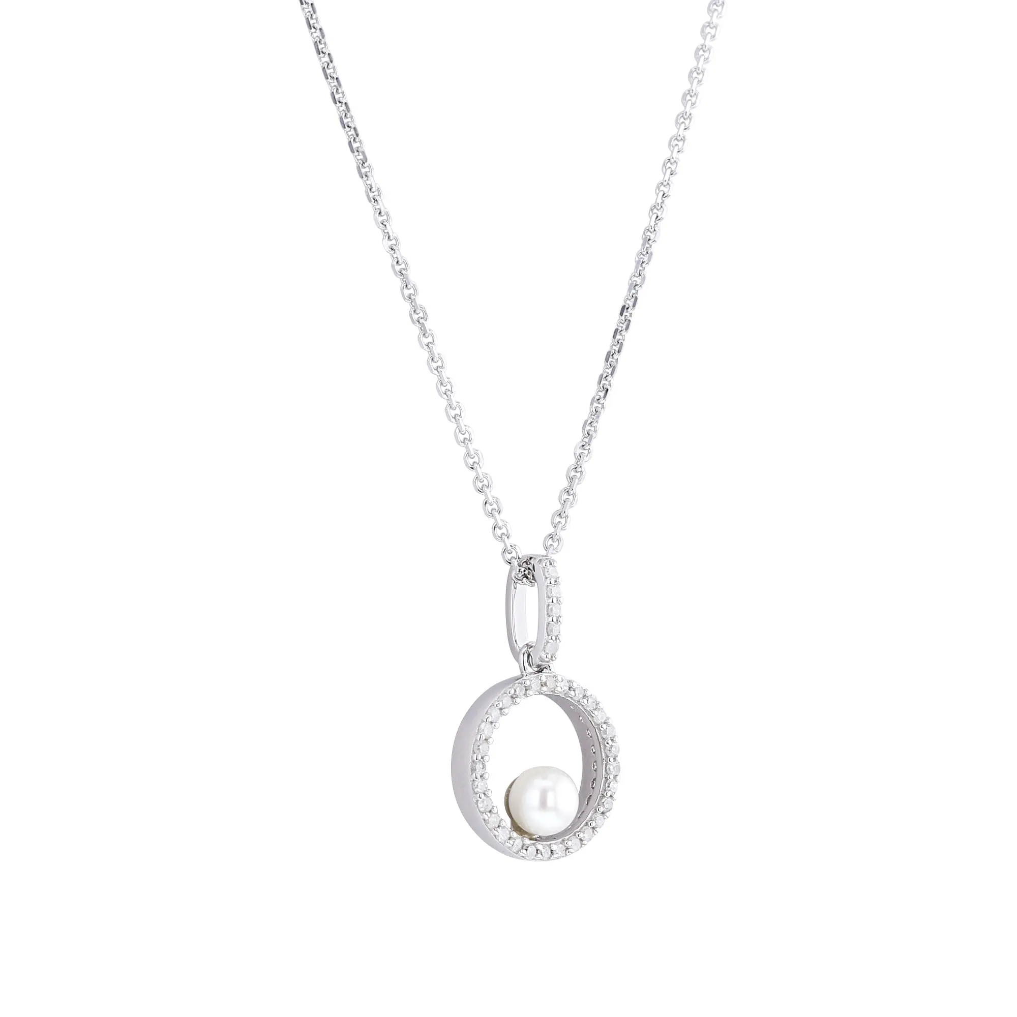 Silver Confetti Pearl & Diamond Necklace