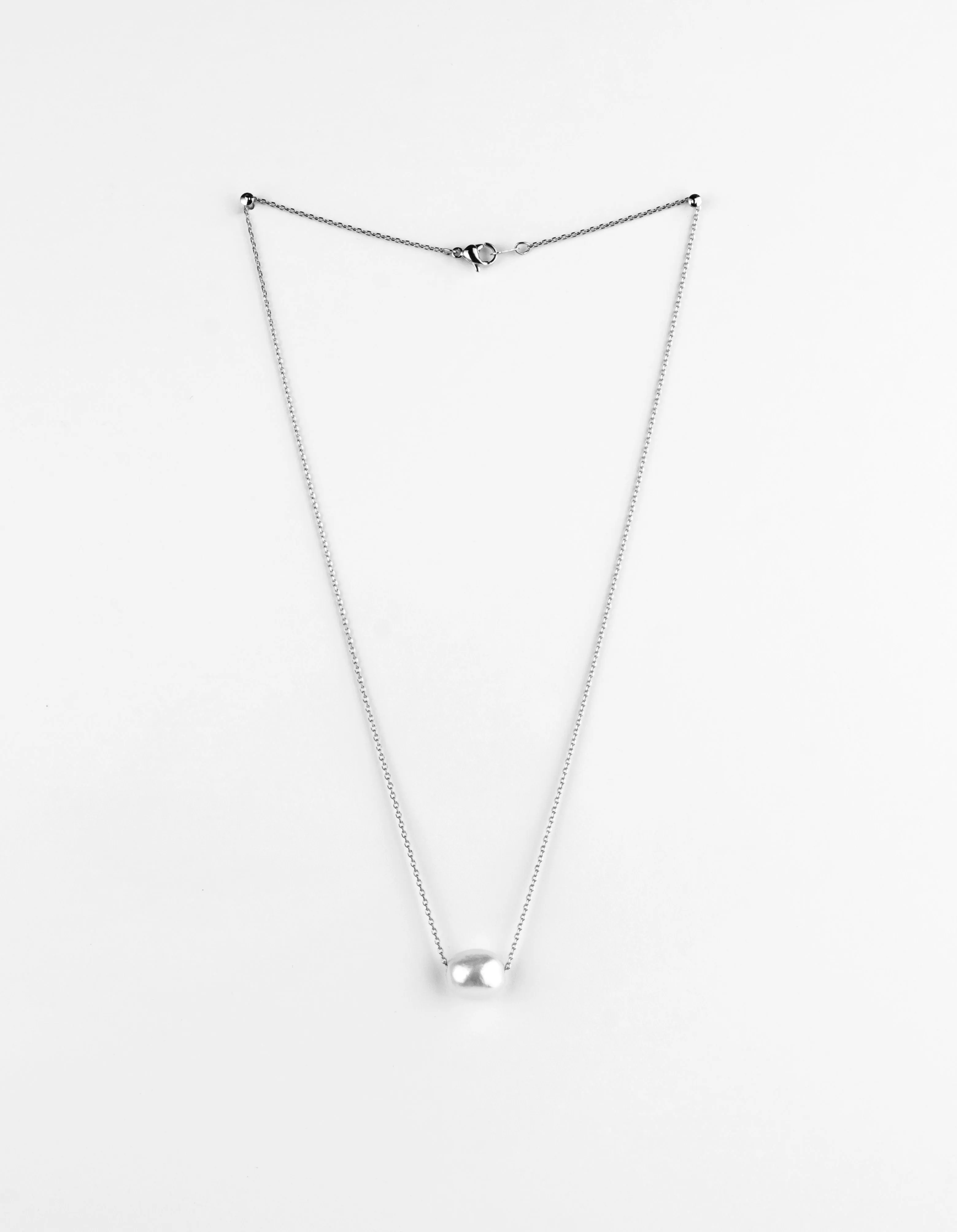 Silver Fresh Water Single Pearl Choker Chain