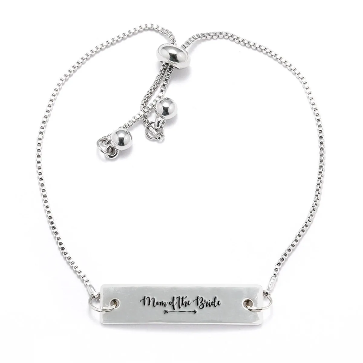 Silver Mom of the Bride Adjustable Bar Bracelet