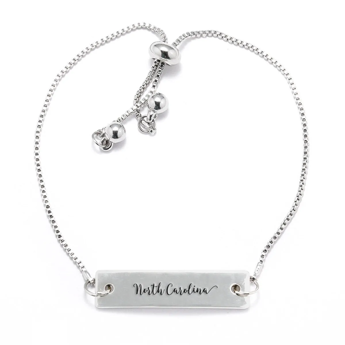 Silver North Carolina Adjustable Bar Bracelet