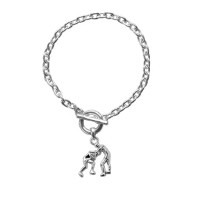 Silver Petite Wrestling Charm Toggle Bracelet