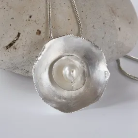 Silver Sea Flower Pendant with Freshwater Pearl