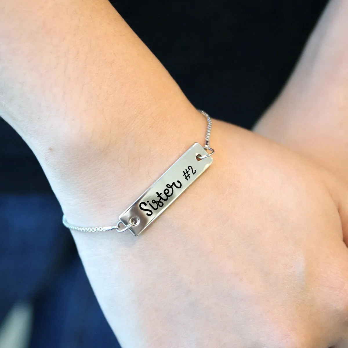 Silver Sister #2 Adjustable Bar Bracelet