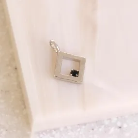 Silver Tone Square Necklace Charm