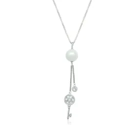 Simulated Pearl And Cubic Zirconia Long Necklace