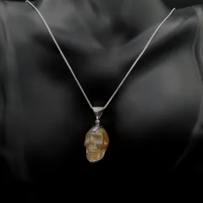 Skull Pendant Necklace Aura Quartz Silver