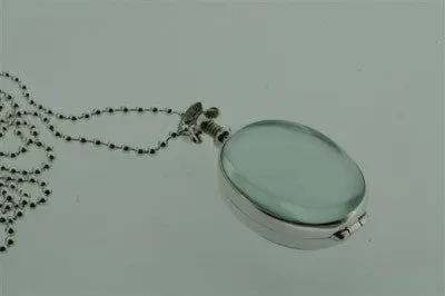 small oval resin locket on 80cm ball chain