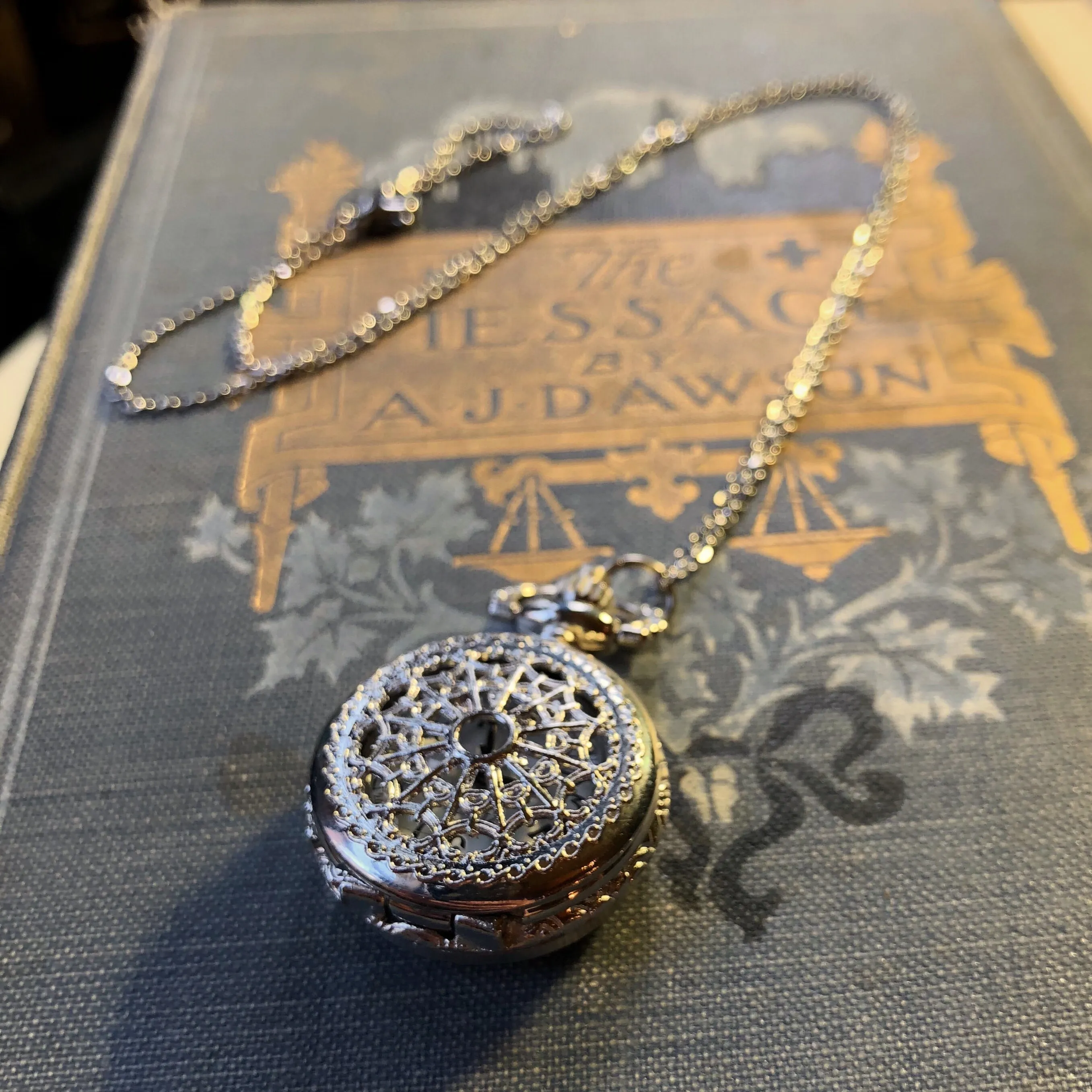 Small Pocket Watch Necklace in Silver