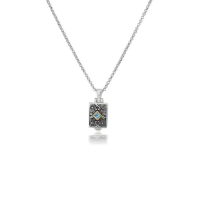 Small Rectangle Locket with Blue Topaz