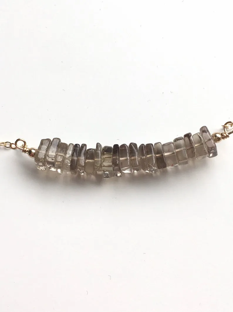 Smoky Quartz Bar Necklace Root Chakra Jewelry Grounding