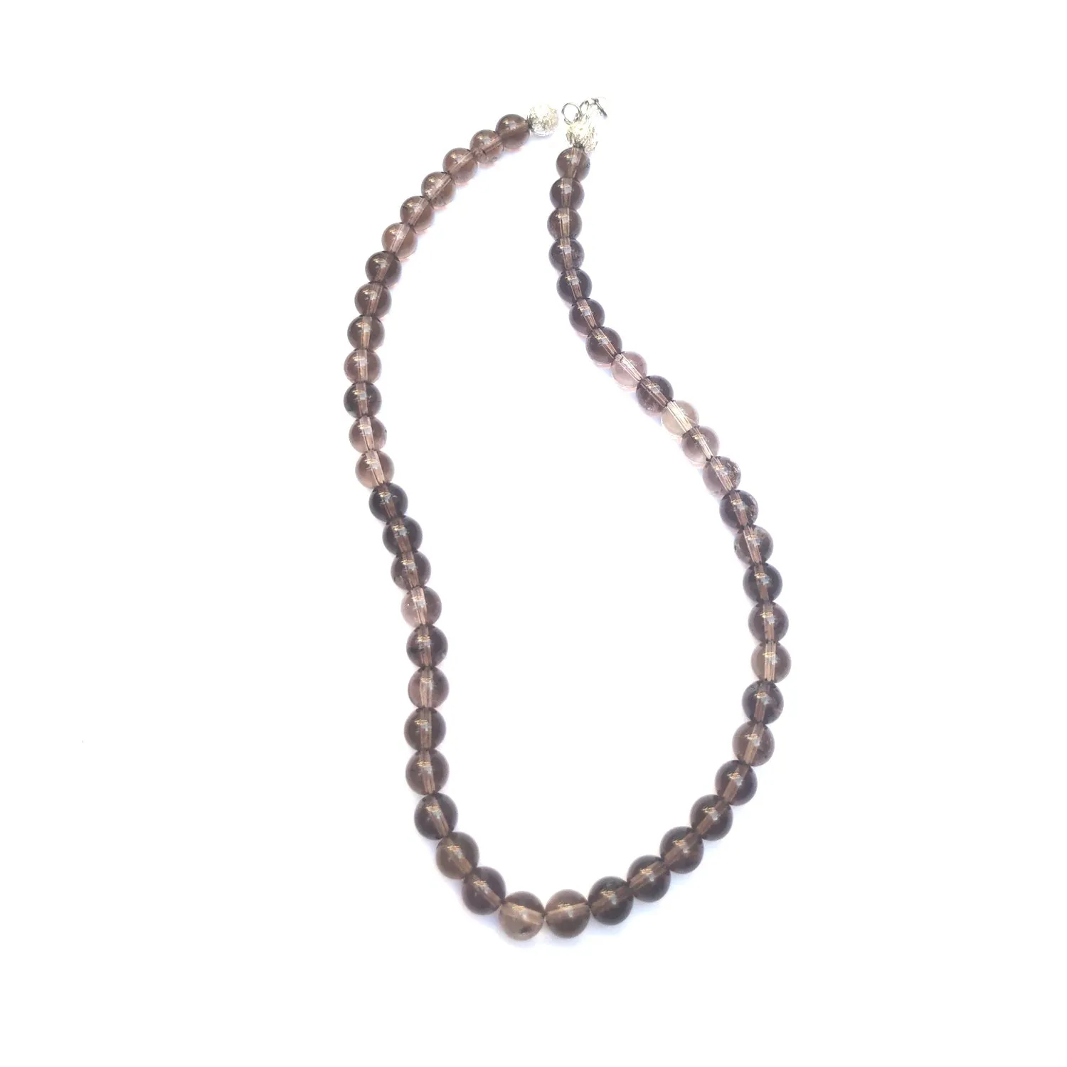 Smoky Quartz Crystal Round Beads Necklace 15 Inches, 6mm Beads (Semi-Precious Mala)