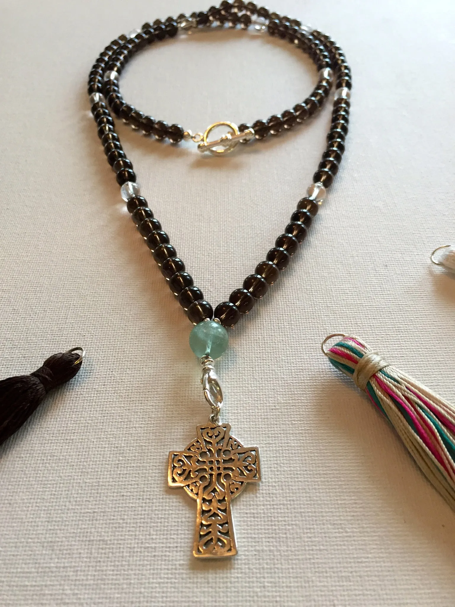 Smoky Quartz Mala Interchangeable Necklace