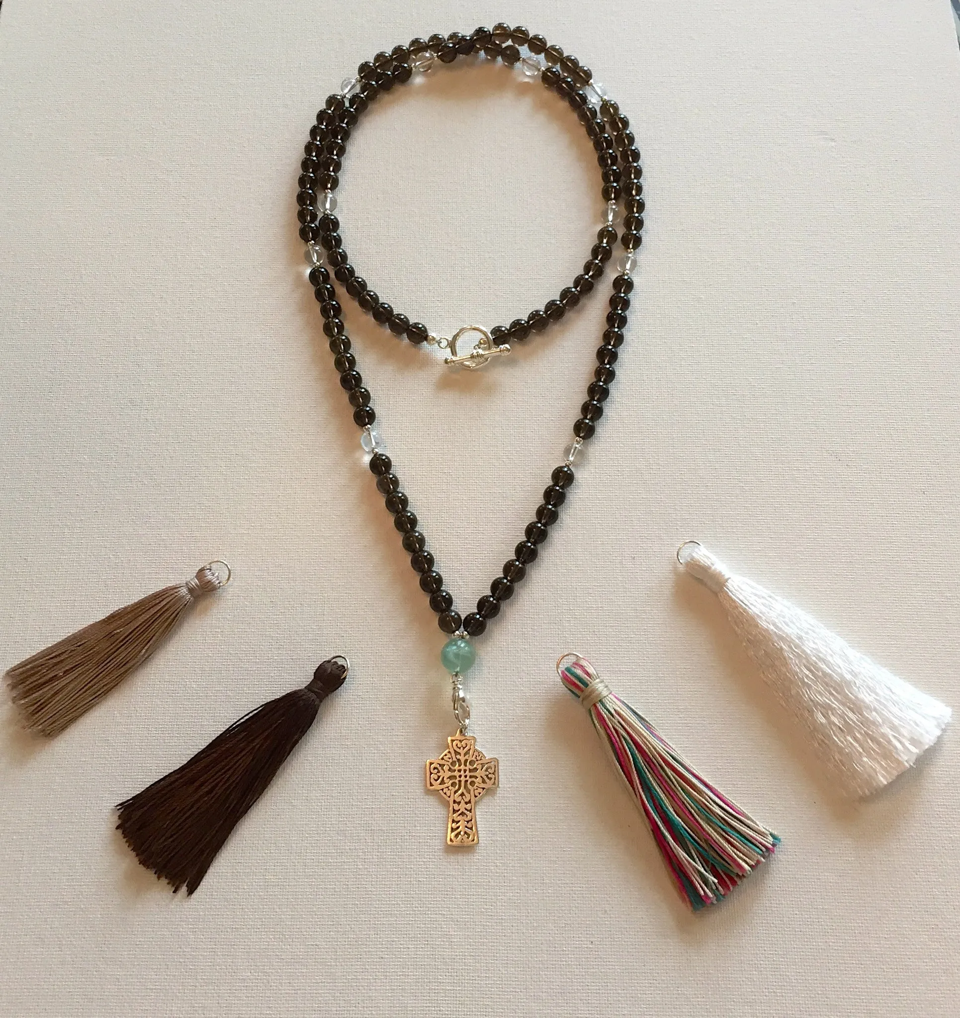 Smoky Quartz Mala Interchangeable Necklace