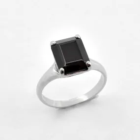 Square Onyx Ring - Black Square Ring - Natural Onyx Ring