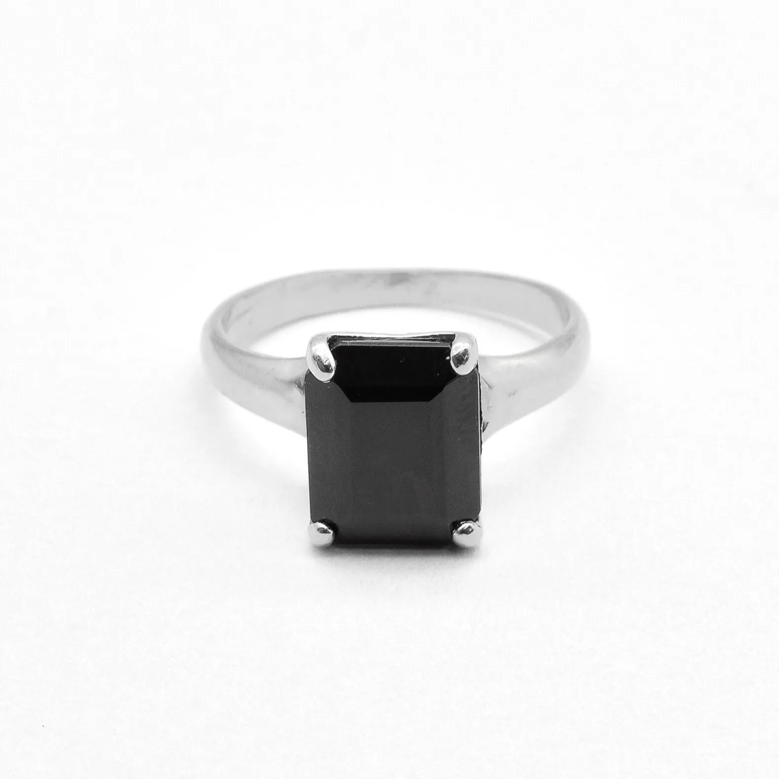 Square Onyx Ring - Black Square Ring - Natural Onyx Ring