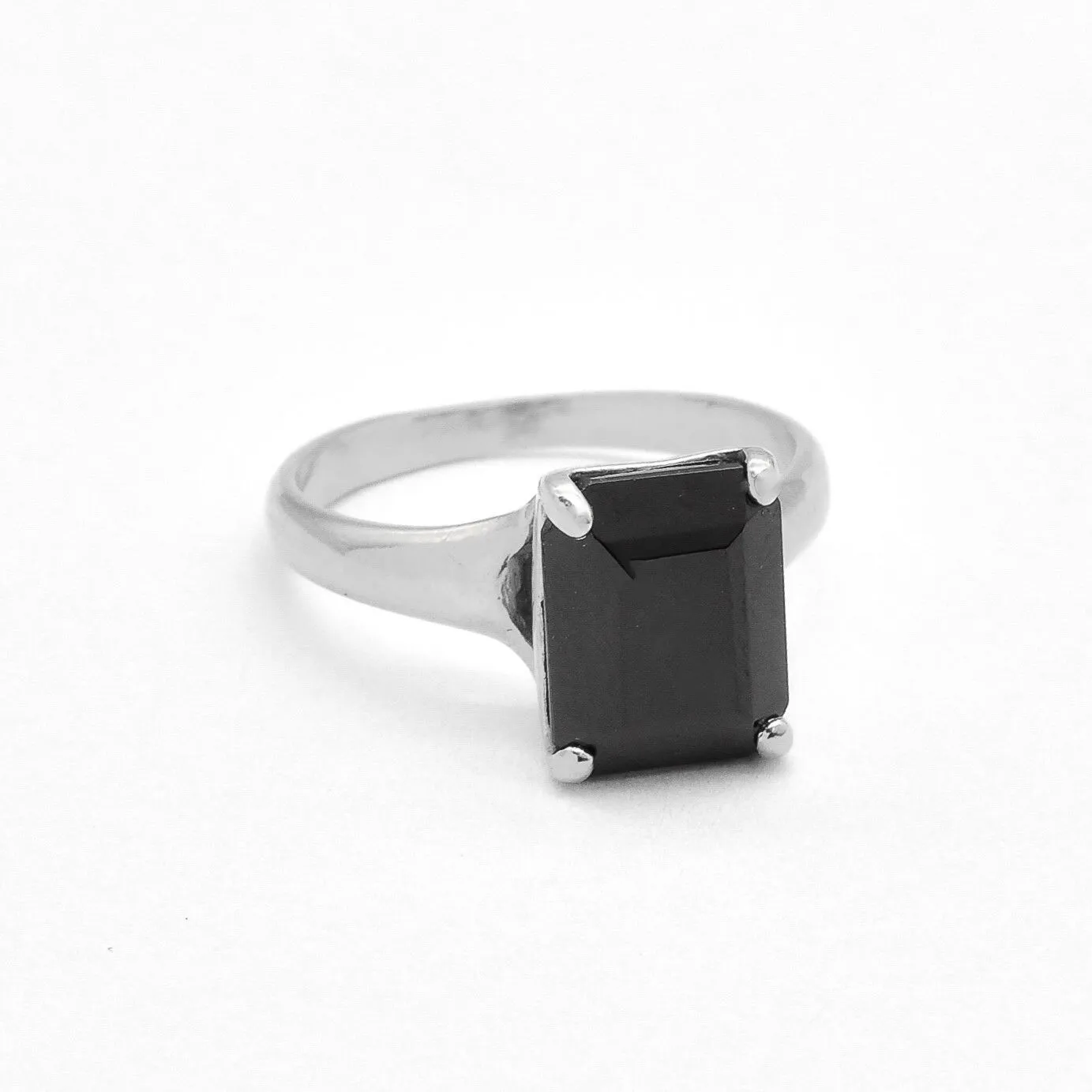 Square Onyx Ring - Black Square Ring - Natural Onyx Ring