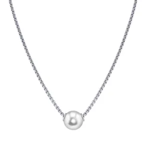 Sterling Silver 9 --10 mm Freshwater Movable Pearl Necklace, 18" Chain