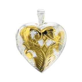 Sterling Silver and Gold Vintage Style Heart Locket