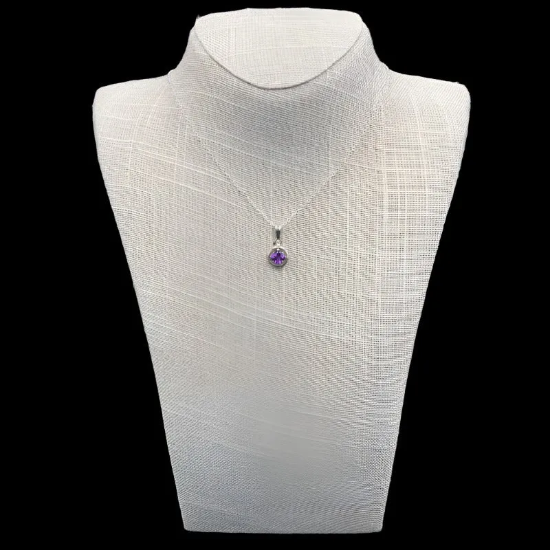 Sterling Silver And Petite Amethyst Necklace