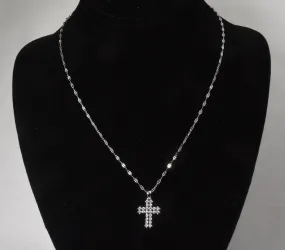 Sterling Silver Cubic Zirconia Crucifix Pendant on Milor Sterling Silver Twisted Rope Link Chain Necklace