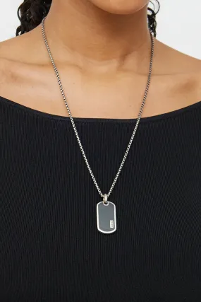 Sterling Silver Onyx Beveled Tag Necklace