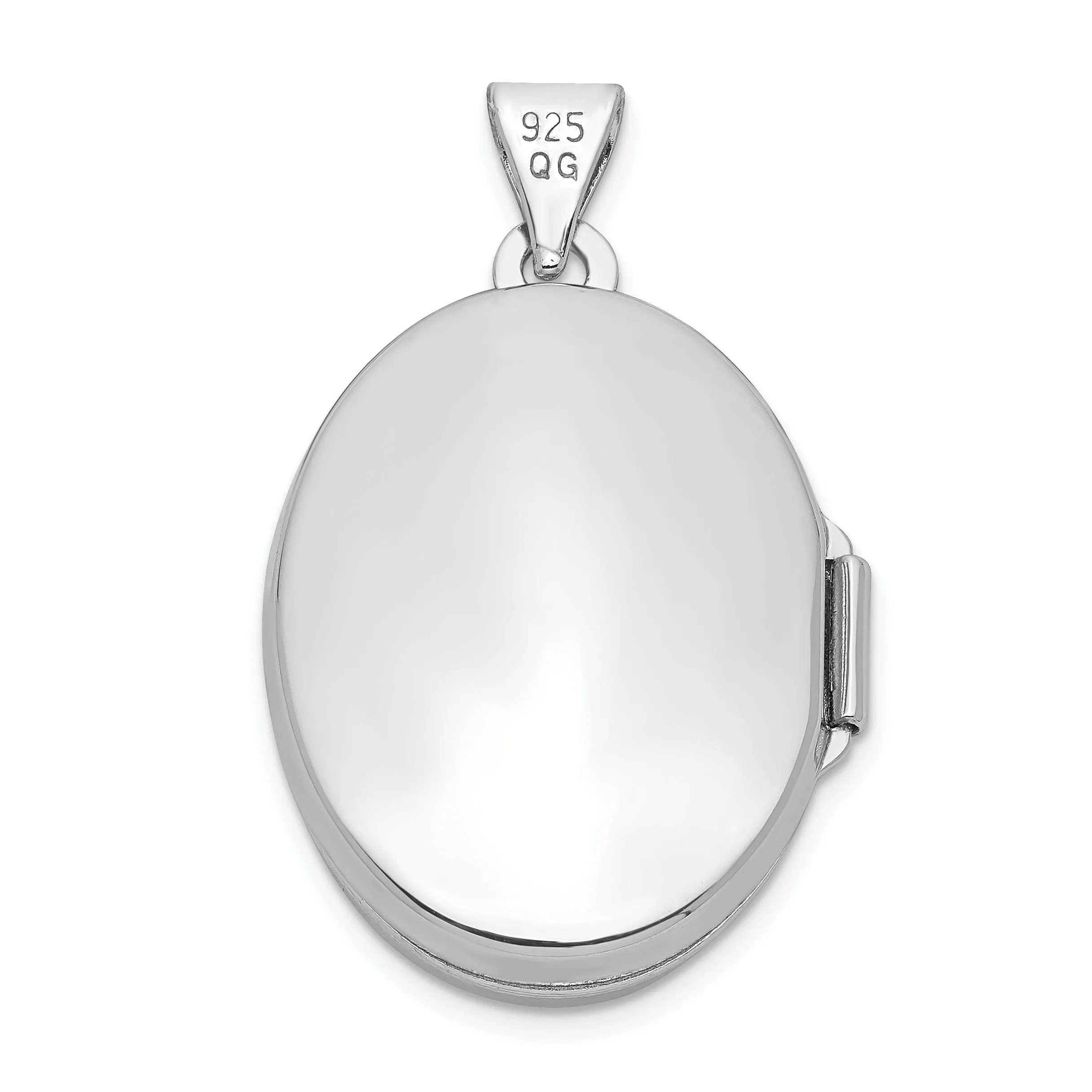 Sterling Silver Rhodium-plated 21x16mm Oval Tree Locket