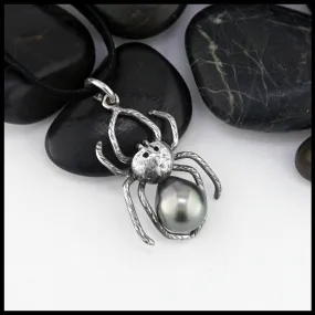 Sterling Silver Spider Pendant with Pearl