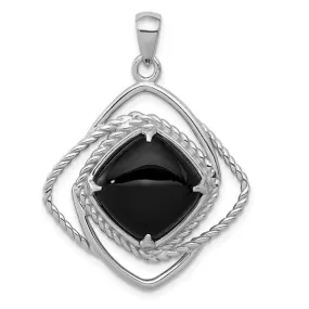 Sterling Silver Square Onyx Pendant