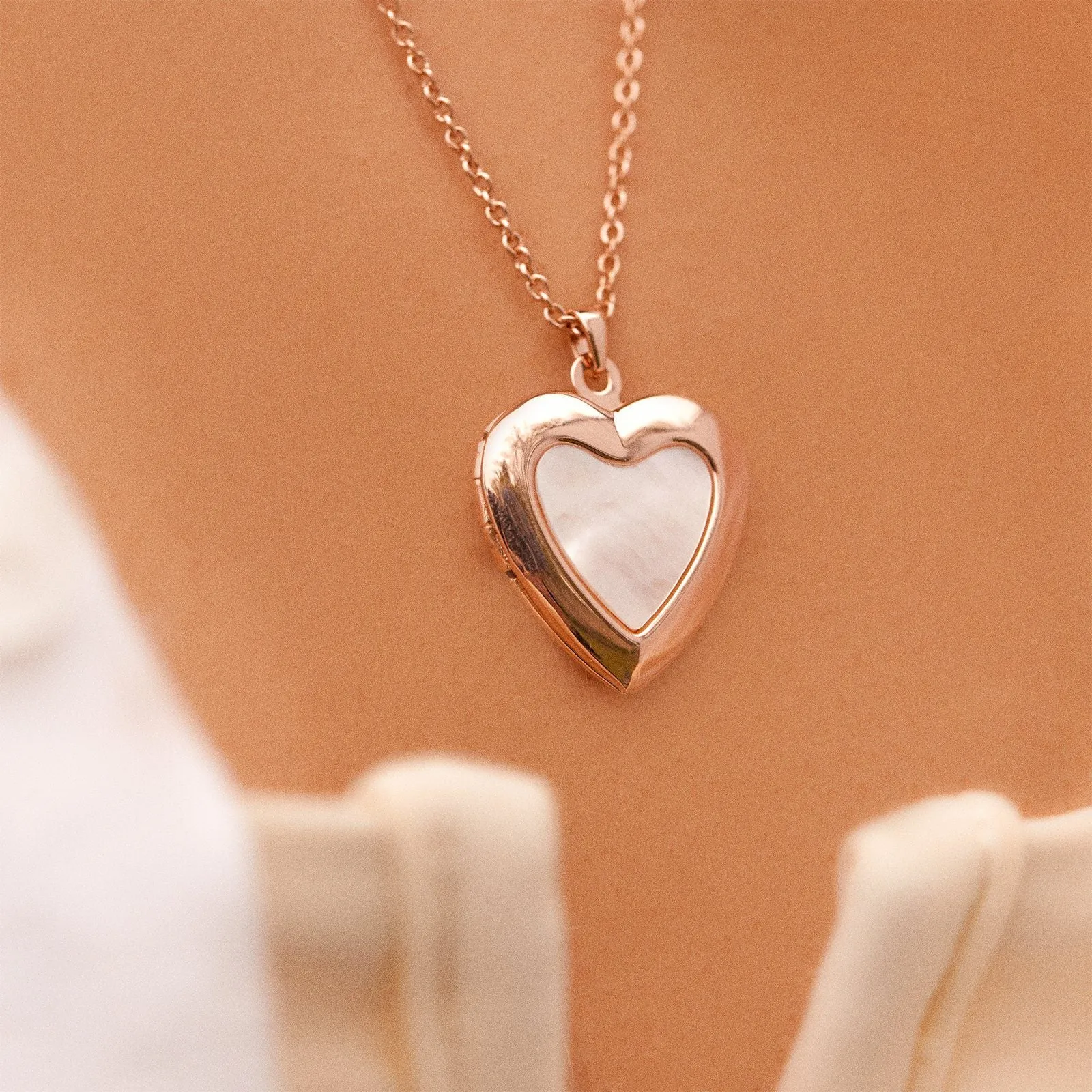 Stone Heart Locket Necklace