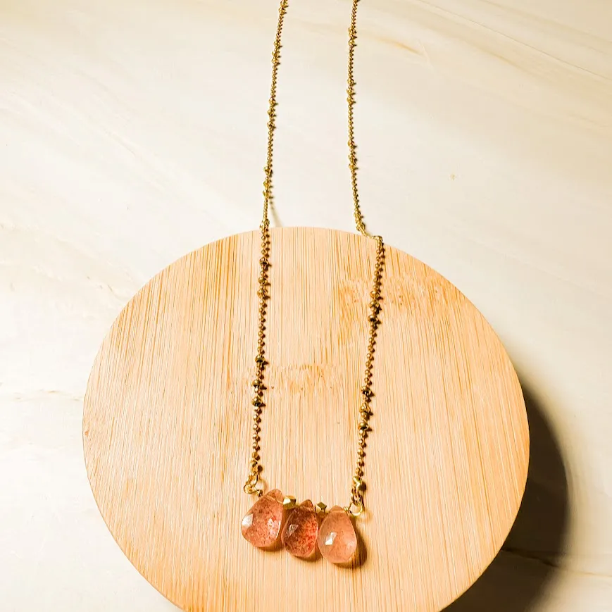 Strawberry Quartz Triple Necklace