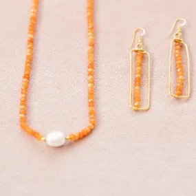 Sunshine Citrus Pearl Charm Necklace