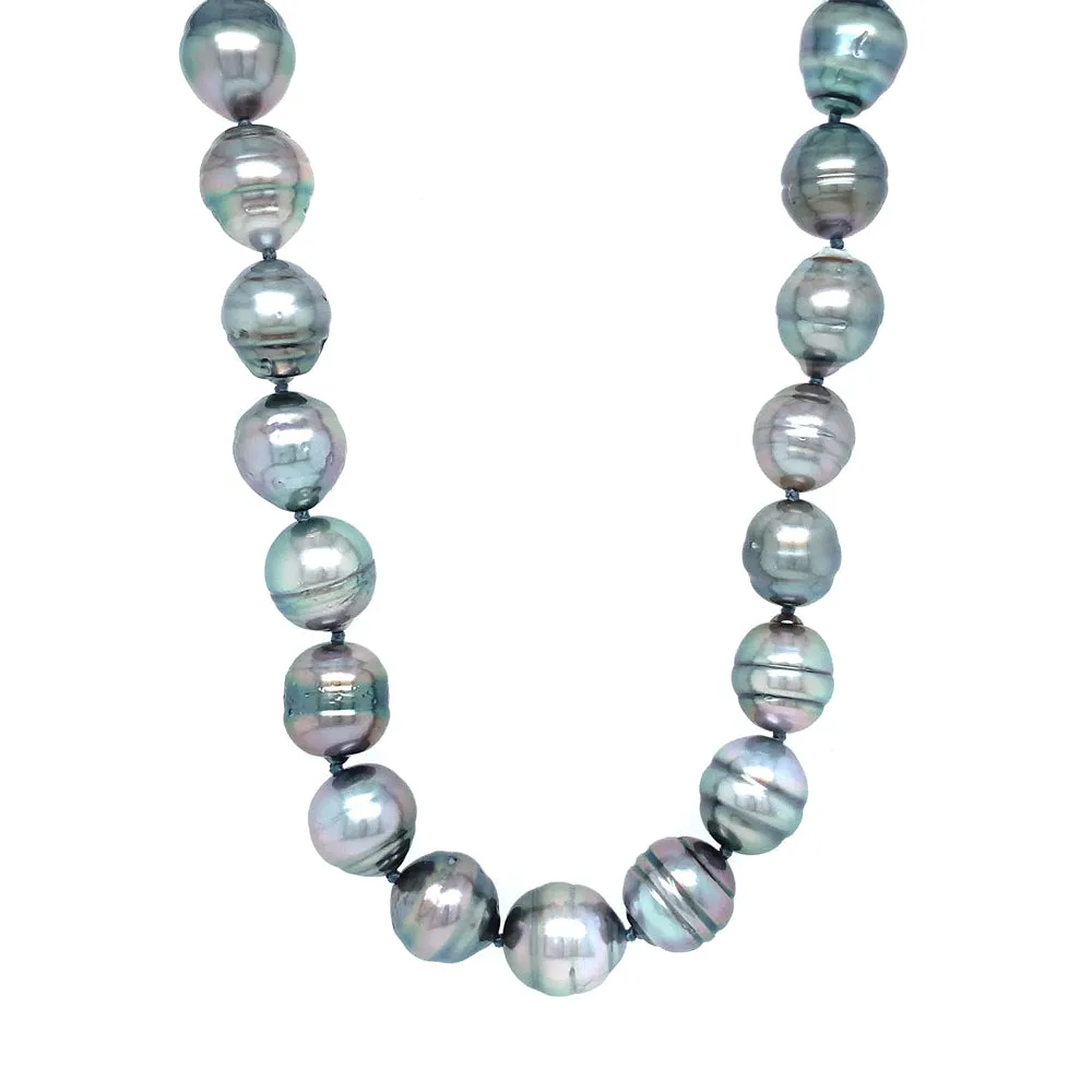 Tahitian Pearl Beaded Necklace with Hidden Vario Clasp - "Siren"