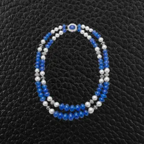 Tanzanite, Pearl, Diamond & Onyx Necklace