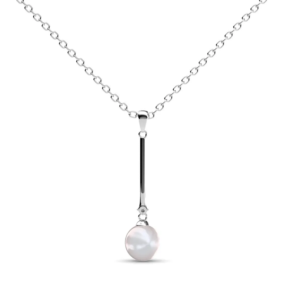 Tatum "Dignified" 18k White Gold Plated Pearl Pendant Necklace