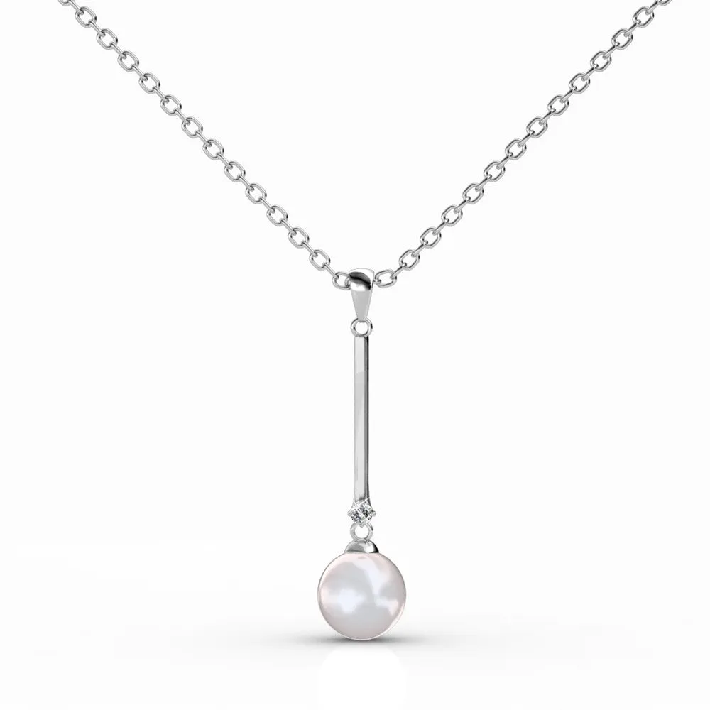 Tatum "Dignified" 18k White Gold Plated Pearl Pendant Necklace