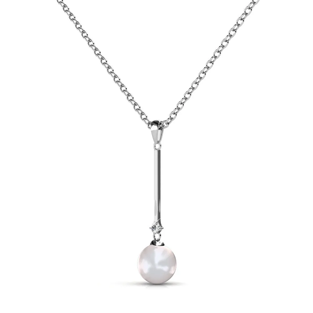 Tatum "Dignified" 18k White Gold Plated Pearl Pendant Necklace